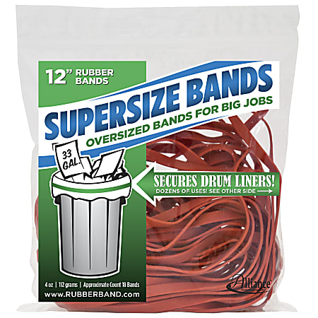 Alliance® SuperSize Bands™, 12&quot; x 1/4&quot;, Red, Bag