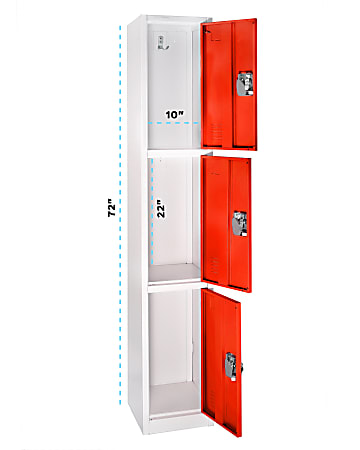 Alpine Large 3 Tier Steel Lockers 72 H x 12 W x 12 D Red Pack Of 2 ...