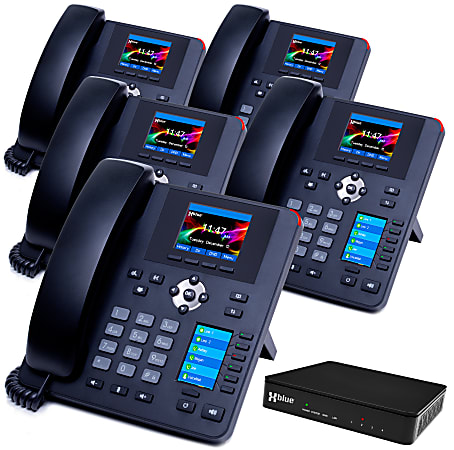 XBLUE QB1 VoIP Phone System Bundle, 5 Phones, QB1005