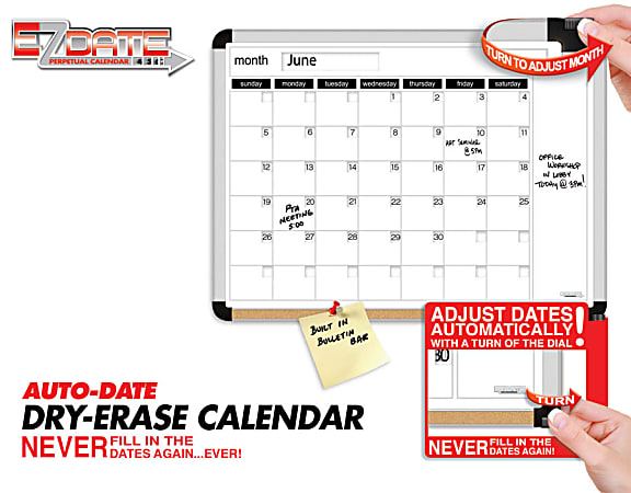 Board Dudes Dry Erase Perpetual Calendar Board PET 17 x 23 White
