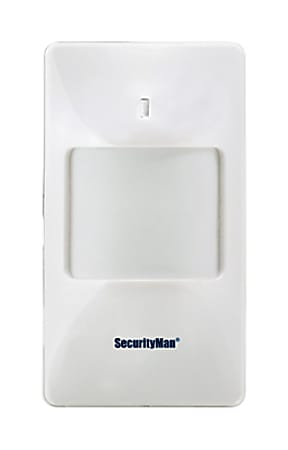 SecurityMan SM-80 Wide-Angle PIR Motion Sensor - Wireless IrDA - 450 ft Operating Range - 100° Viewing Angle - Silver