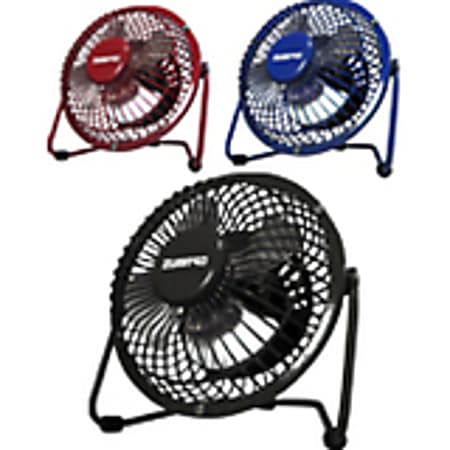 Optimus 4" Personal Metal Fan - Painted Grill - 101.6 mm Diameter - Quiet, Adjustable Tilt Head - Metal