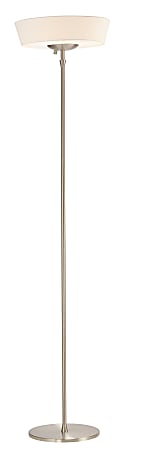 Adesso Harper 300W Torchiere Floor Lamp 71 H White ShadeSteel Base Office Depot