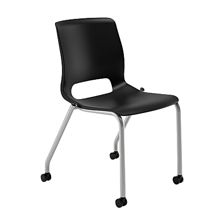 HON® Motivate Stacking Chair With Casters, Onyx, Set
