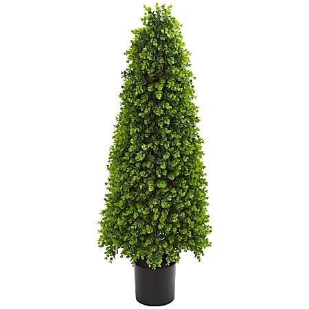 Nearly Natural 4'H Eucalyptus Topiary Artificial Tree, 48"H x 17"W x 17"D, Black/Green
