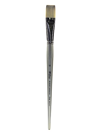 Robert Simmons TT43 Long-Handle Single-Stock Paint Brush, Size 14, Broad Bristle, Hog Hair, Silver