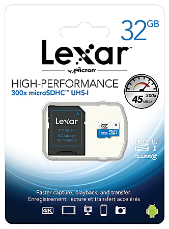 Lexar® High Performance MicroSD High Capacity Card With 20Mbps Write Speed, 32GB
