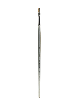 Robert Simmons TT44 Long-Handle Single-Stock Paint Brush, Size 2, Flat Bristle, Hog Hair, Silver