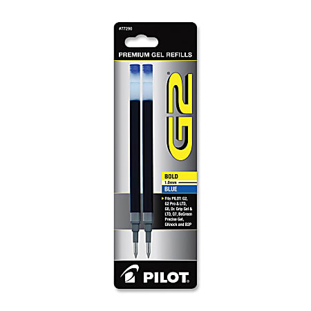 Pilot G2 Gel Refills, Bold Point, 1.0mm, Blue Ink, Pack of 2 Refills