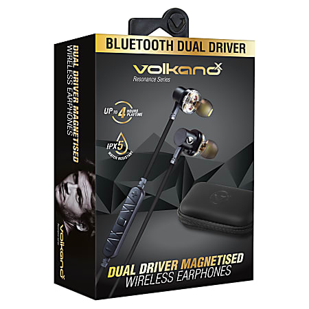 Volkano Resonance Dual-Driver Bluetooth® Earphones, Black, VK-1104-BK