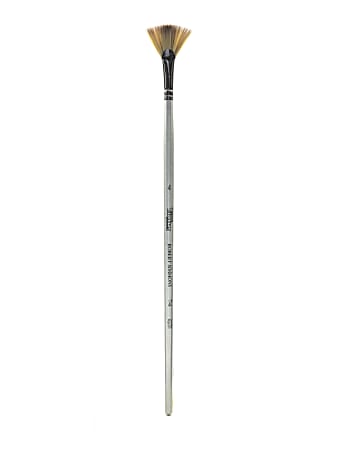 Robert Simmons TT46 Long-Handle Single-Stock Paint Brush, Size 4, Fan Bristle, Hog Hair, Silver