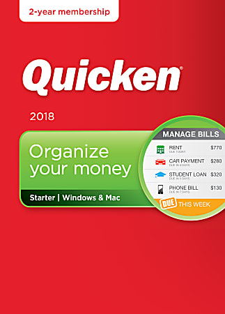 Quicken® Starter 2018, 2-Year Subscription, For PC/Mac®, Disc