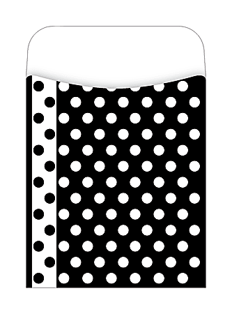 Barker Creek Peel & Stick Library Pockets, 3 1/2" x 5 1/8", Black And White Dots, Pack Of 30