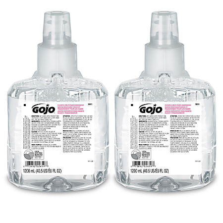 GOJO® LTX-12 Clear & Mild Foam Hand Wash Soap, Unscented, 40 Oz, Case Of 2 Bottles