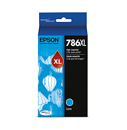 Epson® 786XL DuraBrite® Ultra High-Yield Cyan Ink Cartridge, T786XL220-S