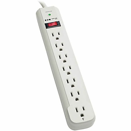 Eaton Tripp Lite Series Protect It! 7-Outlet Surge Protector, 6 ft. Cord, 1080 Joules, Diagnostic LED, Light Gray Housing, STRIKER