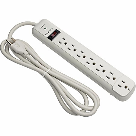 Eaton Tripp Lite Series Protect It! 7-Outlet Surge Protector, 6 ft. Cord, 1080 Joules, Diagnostic LED, Light Gray Housing, STRIKER