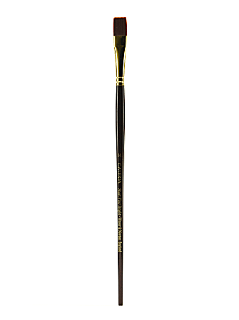 Winsor & Newton Galeria Long-Handle Paint Brush, Size 14, Flat Bristle, Polyester, Burgundy