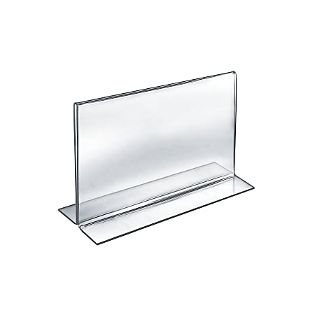 Azar Displays Double-Foot Acrylic Sign Holders, 8 1/2" x 11", Clear, Pack Of 10