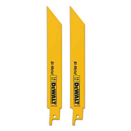 DeWalt 14 TPI Metal Cutting Reciprocating Saw Blades, 6" Length