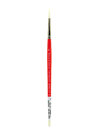 Winsor & Newton University Series Short-Handle Paint Brush, Size 6, Round Bristle, Red