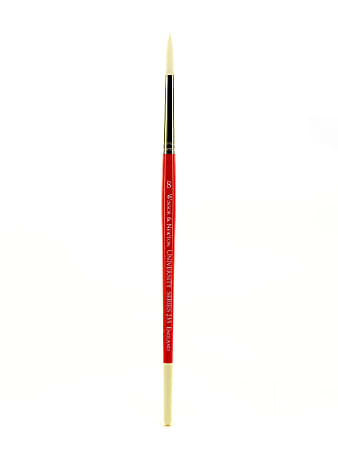 Winsor & Newton University Series Short-Handle Paint Brush, Size 8, Round Bristle, Red