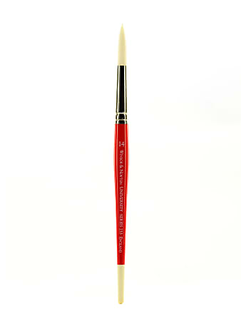 Winsor & Newton University Series Short-Handle Paint Brush, Size 14, Round Bristle, Red