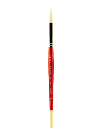 Winsor & Newton University Series Short-Handle Paint Brush, Size 10, Round Bristle, Red