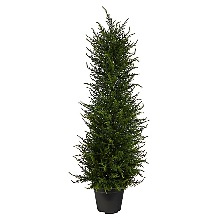 Nearly Natural Cypress Tree 2-1/2'H Artificial Plant With Planter, 30”H x 7”W x 7”D, Green/Black