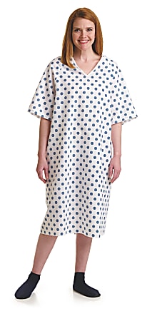 Medline Overlap Back-Snap Patient Gowns, 59", Snowflake, Pack Of 12