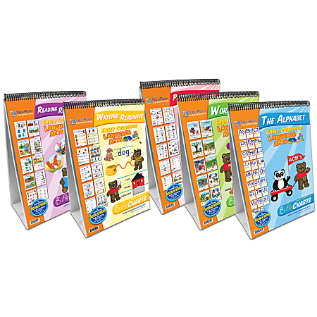 New Path Learning Early Childhood ELA Readiness Flip Charts, 12" x 18", Pre-K - Grade 3, Pack Of 5
