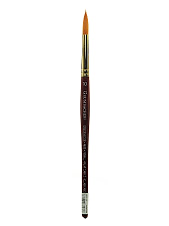 Grumbacher Goldenedge Watercolor Paint Brush, Size 10, Round Bristle, Sable Hair, Dark Red