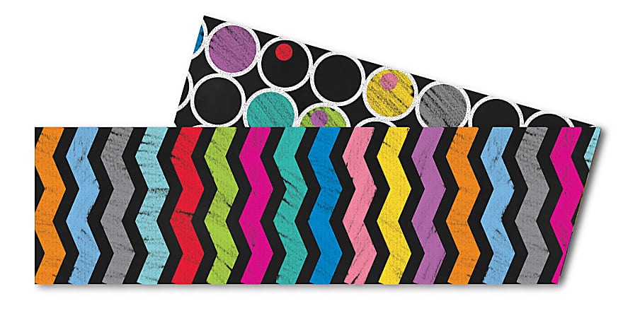 Carson-Dellosa 2-Sided Straight Borders, Colorful Chalkboard, 1/4'' x 38 3/16'', Multicolor, Grades Pre-K - 8, Pack Of 12
