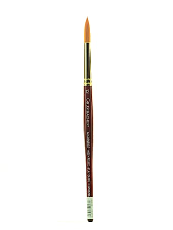 Grumbacher Goldenedge Watercolor Paint Brush, Size 12, Round Bristle, Sable Hair, Dark Red