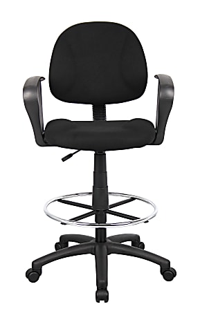 Boss Office Products Drafting Stool With Arms BlackChrome Office