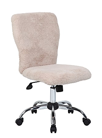 Boss Office Products Tiffany Fur Make-up to Modern Ergonomic Fabric Mid-Back Office Task Chair, Cream