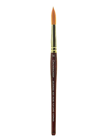 Grumbacher Goldenedge Watercolor Paint Brush, Size 14, Round Bristle, Sable Hair, Dark Red