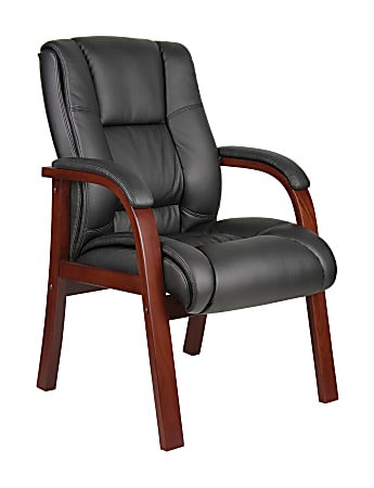 Boss Aaria Mid-Back Guest Chair, Black/Mahogany