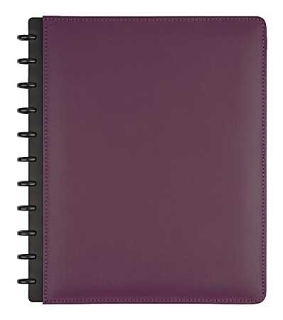 TUL® Discbound Notebook, Letter Size, Leather Cover, Narrow Ruled, 60 Sheets, Purple