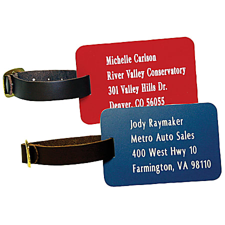 Engraved Acrylic Luggage Tag With 1 Leather Strap, 2" x 3"