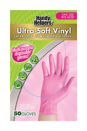 Handy Helper Powder-Free Ultra Soft Vinyl Multi-Purpose Disposable Gloves, 50/Box, 36 Boxes/Case