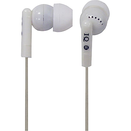 IQ Sound Digital Noise Reduction Stereo Earphones - Stereo - White - Mini-phone (3.5mm) - Wired - 32 Ohm - Earbud - Binaural - In-ear - 4 ft Cable