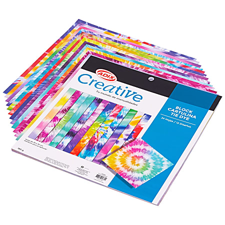 Creative Block Cardstock Paper, 12" x 12", Tie Dye, Pack Of 24 Sheets