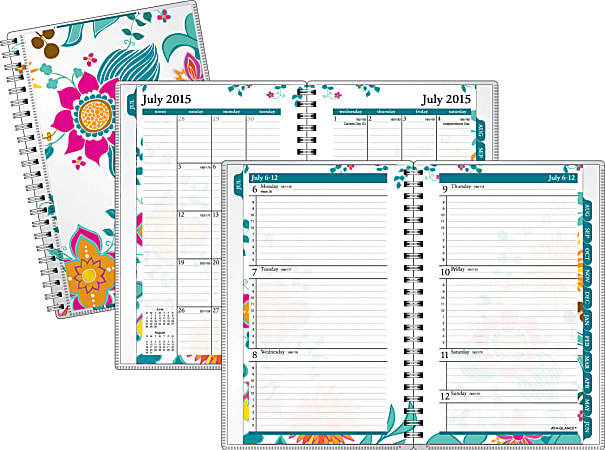 AT-A-GLANCE® Fashion Create-Your-Own Appointment Book, Evelina, 5" x 8", 30% Recycled Multicolor, July 2015-June 2016