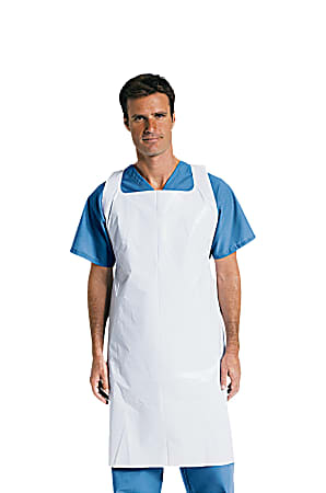 Medline Protective Midweight Polyethylene Disposable Aprons, 28" x 46", White, Box Of 50