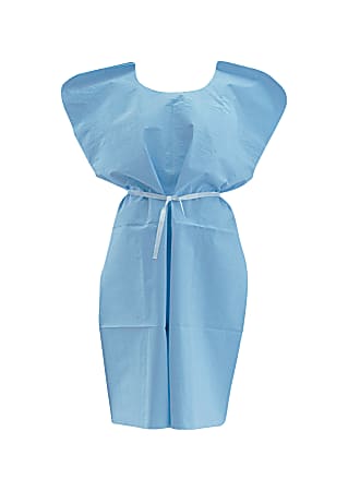 Medline Disposable Tissue/Poly X-Ray Patient Gowns, Blue, 30" x 42", Box Of 50