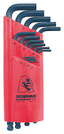 Bondhus 15-Piece Ball End L Wrench, Metric Hex Key Set