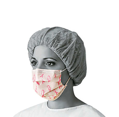 Medline Pink Ribbon Procedure Face Mask Elastic Earloops 300 per Box ...
