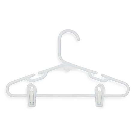 Honey-Can-Do Kids' Tubular Hangers With Clips, White, Pack Of 18