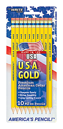No. 2 USA Gold Pencils 10 Ct